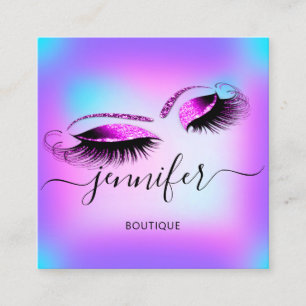Logo Makeup Boutique Lashes Studio Hot Holograaf Vierkante Visitekaartje