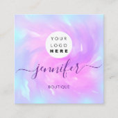 Logo Makeup Boutique Shop Abstract Holograaf Vierkante Visitekaartje (Voorkant)
