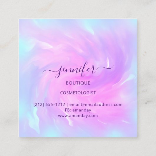 Logo Makeup Boutique Shop Abstract Holograaf Vierkante Visitekaartje (Achterkant)