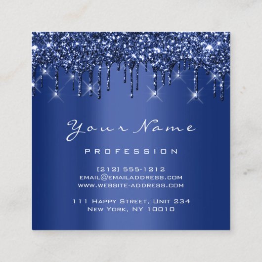 Logo Makeup Event Planner Glitter Navy Drives Vierkante Visitekaartje (Achterkant)