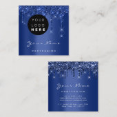 Logo Makeup Event Planner Glitter Navy Drives Vierkante Visitekaartje (Voorkant / Achterkant)