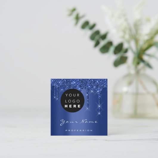 Logo Makeup Event Planner Glitter Navy Drives Vierkante Visitekaartje (Staand voorkant)