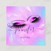 Logo Makeup Lashes Extension Studio Holograafroze Vierkante Visitekaartje (Voorkant)