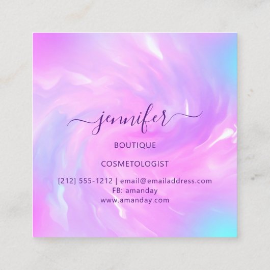 Logo Makeup Lashes Extension Studio Holograafroze Vierkante Visitekaartje (Achterkant)