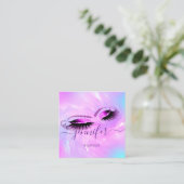 Logo Makeup Lashes Extension Studio Holograafroze Vierkante Visitekaartje (Staand voorkant)