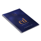 Logo marineblauw gouden monogram initiaal zakelijk notitieboek (Rechterzijde)