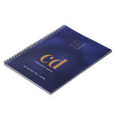 Logo marineblauw gouden monogram initiaal zakelijk notitieboek (Linkerzijde)