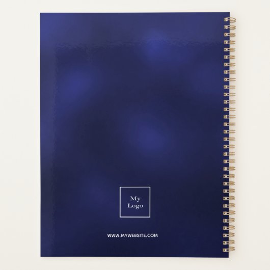 Logo marineblauw wit monogram bedrijf planner (Achterkant)
