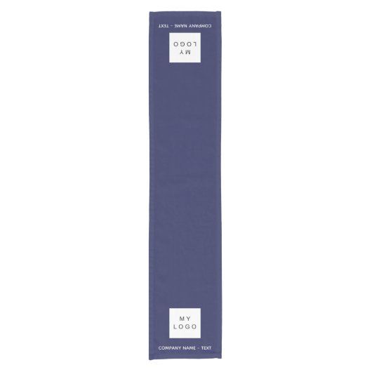 Logo marineblauw-witte salon korte tafelloper (Voorkant)