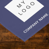 Logo marineblauw-witte salon korte tafelloper