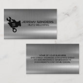 Logo Mechanicien | Metalen Achtergrond Visitekaartje (Voorkant / Achterkant)