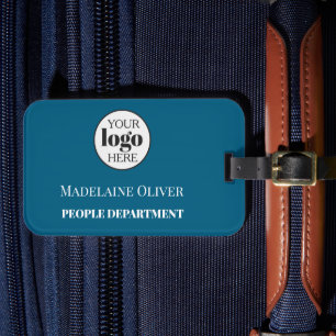 Logo Medewerker Human Resources Blauw Wit Eenvoudi Bagagelabel