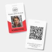 Logo Medewerker ID Foto QR Code Rood Badge (Voor- en achterkant)
