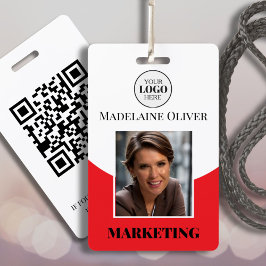 Logo Medewerker ID Foto QR Code Rood Badge