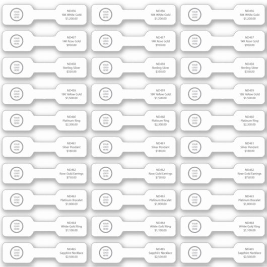 Logo Merk Barbell Sieraden Sticker Prijs Labels (Voorkant)