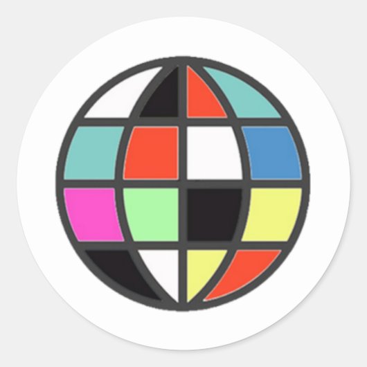 Logo-merk (bewerkbaar wereldbol-afbeelding) ronde sticker (Voorkant)