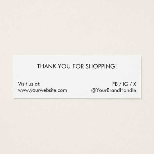 Logo-merk minimalistische sieraden oorbel display mini visitekaartjes (Achterkant)