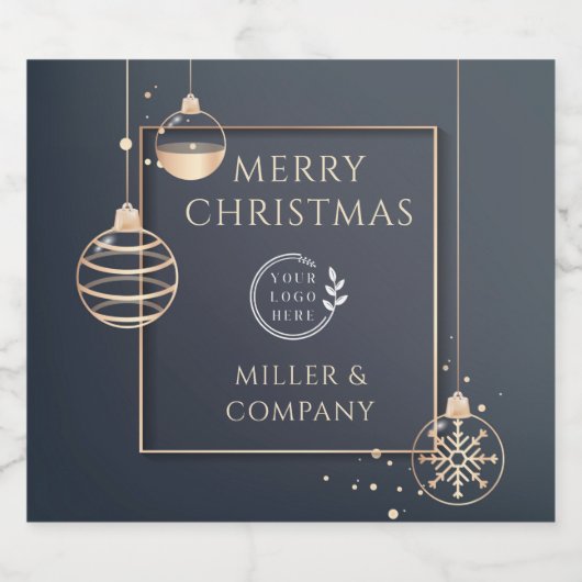 Logo Merry Kerstmis Feestdagen Corporate Modern Sparkling Wijnetiket (Enkel label)