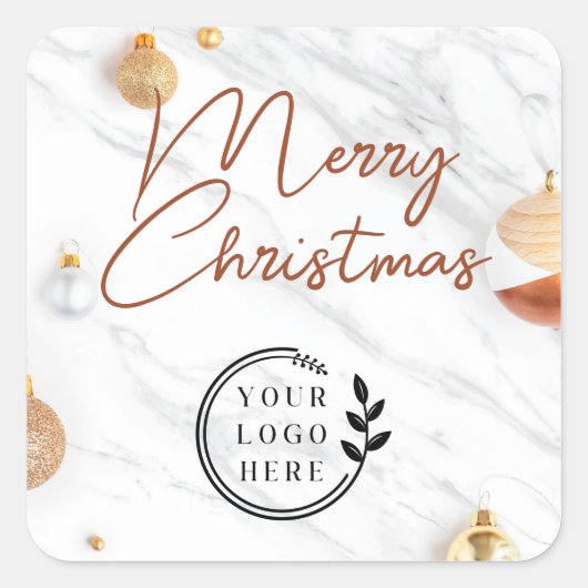 Logo Merry Kerstmis Feestdagen Modern Corporate Vierkante Sticker (Voorkant)