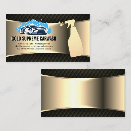 Logo met autowrakken | Schoonmaakservice Gold Meta Visitekaartje (Voorkant / Achterkant)