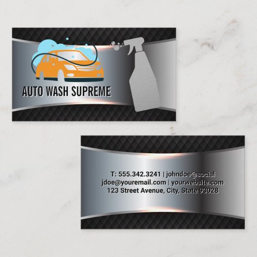 Logo met autowrakken | Spuitfles Visitekaartje (Voorkant / Achterkant)