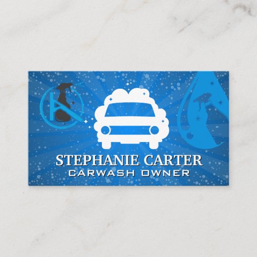 Logo met autowrakken | Zeepbellen | Schoonmaakmidd Visitekaartje (Voorkant)