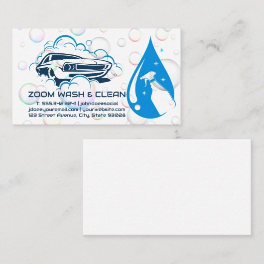 Logo met autowrakken | Zeepbellen | Spuitfles Visitekaartje (Voorkant / Achterkant)