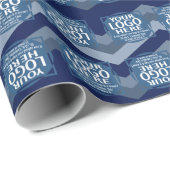 Logo met Blauw Chevron Patroon - Kantoor Verjaarda Cadeaupapier (Rol Hoek)