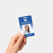 Logo met blauwe gradiënt foto naam titel id badge (Handheld)