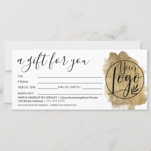 Logo met cadeaubon voor goudvogel (Voorkant)