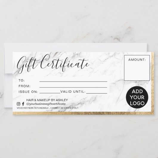 Logo met certificaat voor marmer met goudfolie (Voorkant)