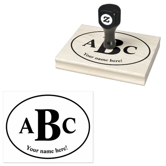 Logo met drie letters rubberstempel (Gestempeld)