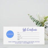 Logo met elegant Script Zakelijk Cadeaubon (Staand voorkant)