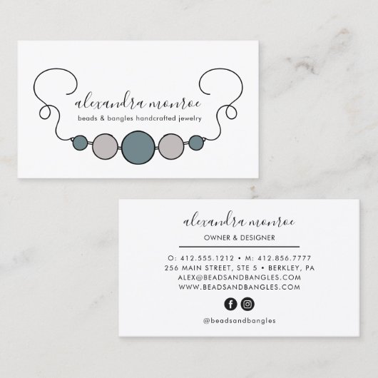 Logo met handgemaakt Ketting | Joodontwerper Visitekaartje (Voorkant / Achterkant)