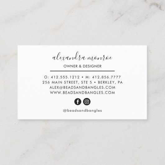 Logo met handgemaakt Ketting | Joodontwerper Visitekaartje (Achterkant)