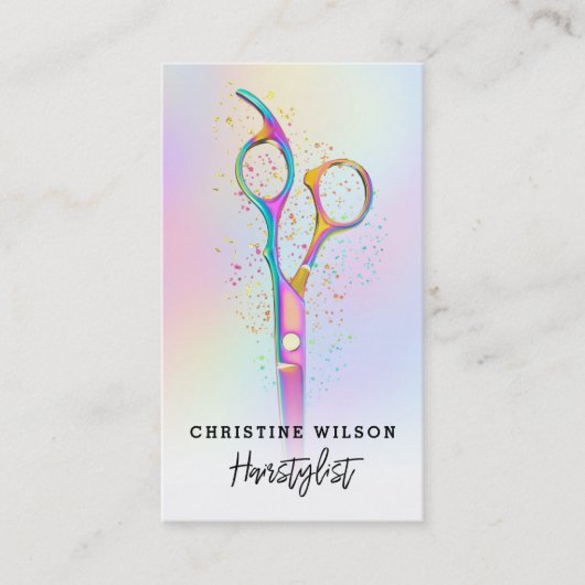 logo met kleurrijke haarschaar visitekaartje (Voorkant)