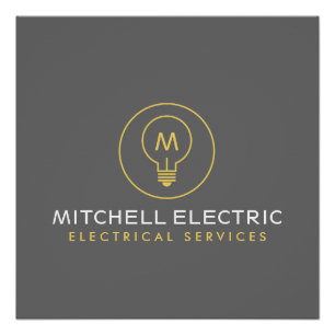 LOGO MET MONOGRAM VAN EEN GLOEILAMP VOOR ELEKTRICI PERFECT POSTER