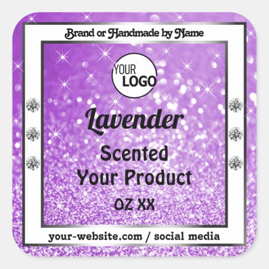 Logo met Paarse muggenzifteretiket Vierkante Sticker (Voorkant)