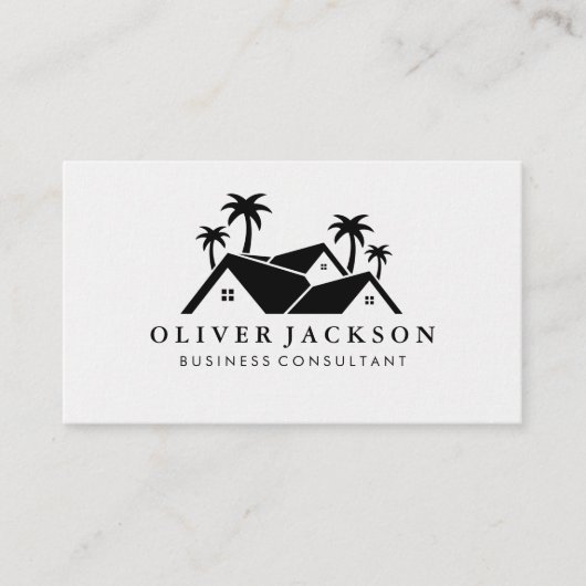 Logo met palmbomen visitekaartje (Voorkant)