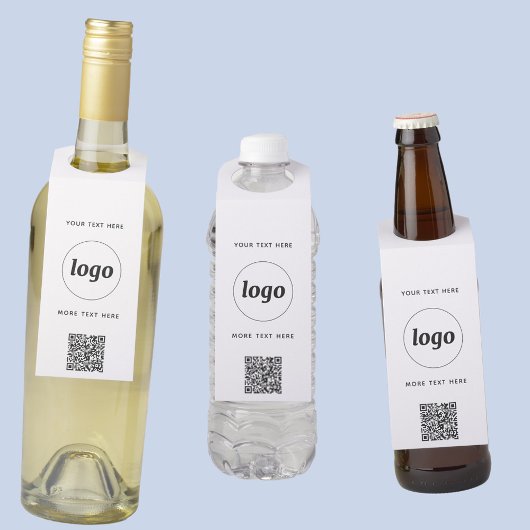 Logo met QR-code en tekst Zakelijke promotie Flessenhanger