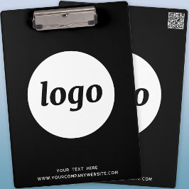 Logo met Tekst en QR Code Black Business Klembord