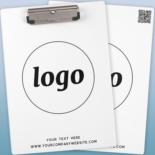 Logo met tekst en QR-code zakelijke klembord