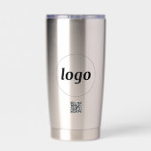 Logo met tekst en QR-code zakelijke promotie Geïsoleerde Drinkbeker (Achterkant)