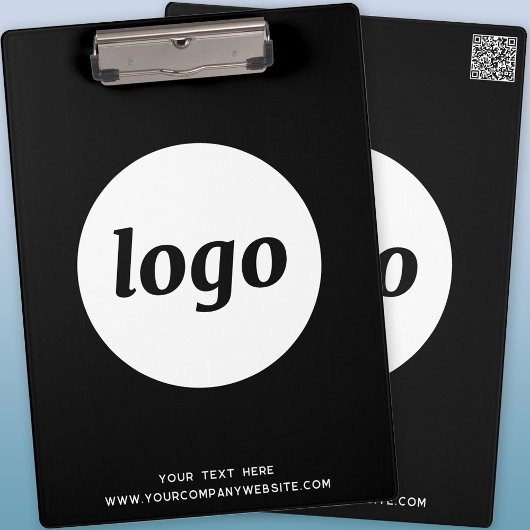 Logo met tekst en QR-code zwart bedrijf Klembord