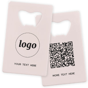 Logo met tekst QR code Business Blush Pink Creditkaart Flessenopener