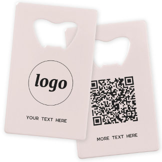 Logo met tekst QR code Business Blush Pink Creditkaart Flessenopener