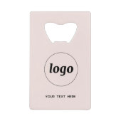 Logo met tekst QR code Business Blush Pink Creditkaart Flessenopener (Voorkant)