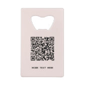 Logo met tekst QR code Business Blush Pink Creditkaart Flessenopener (Achterkant)