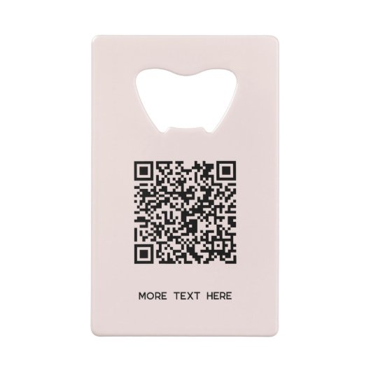 Logo met tekst QR code Business Blush Pink Creditkaart Flessenopener (Achterkant)