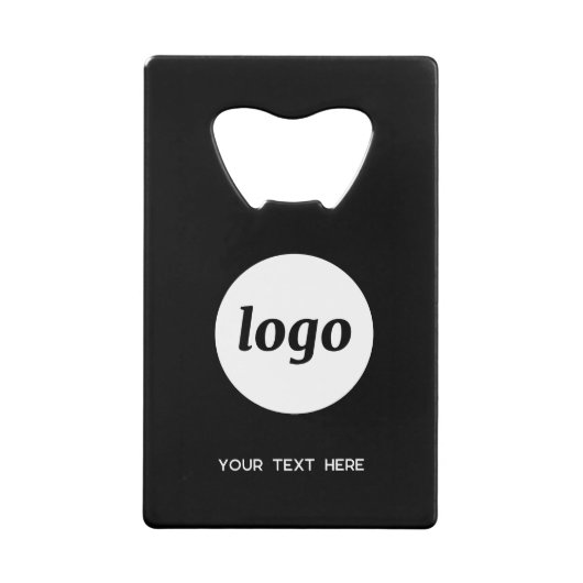 Logo met tekst QR code Business White op zwart Creditkaart Flessenopener (Voorkant)